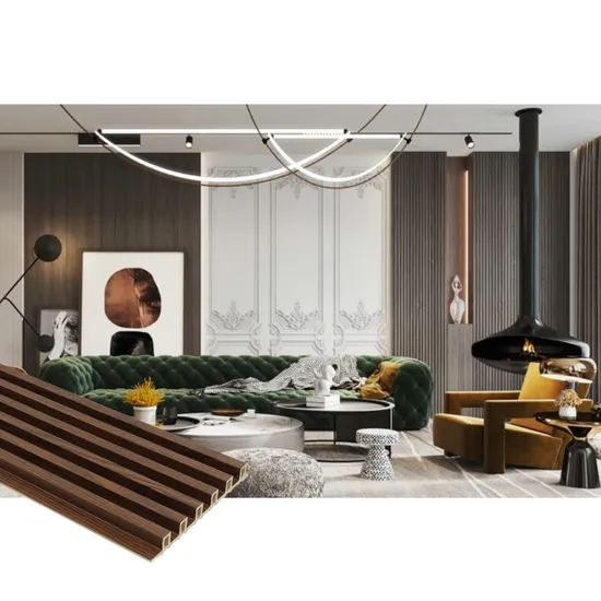 Panneaux muraux à motif cannelé, texture bois, panneau mural acoustique intérieur en PVC