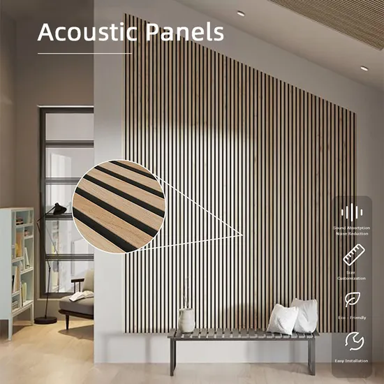 Panneau mural acoustique ignifuge en MDF, matériau insonorisant à chaud, design en bois, pour le marché européen
